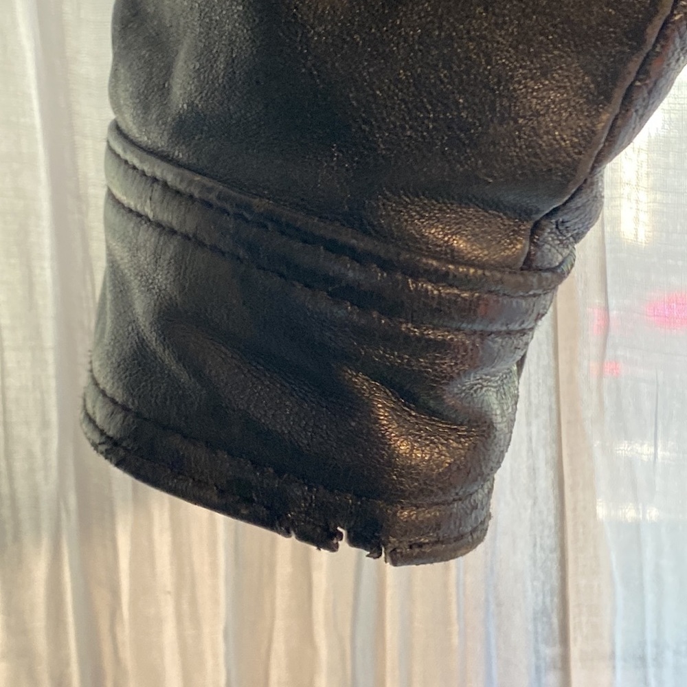 Ash Creek Trading Black Leather Jacket Heavy Duty Outdoor Coat Size Large - Picture 5 of 10